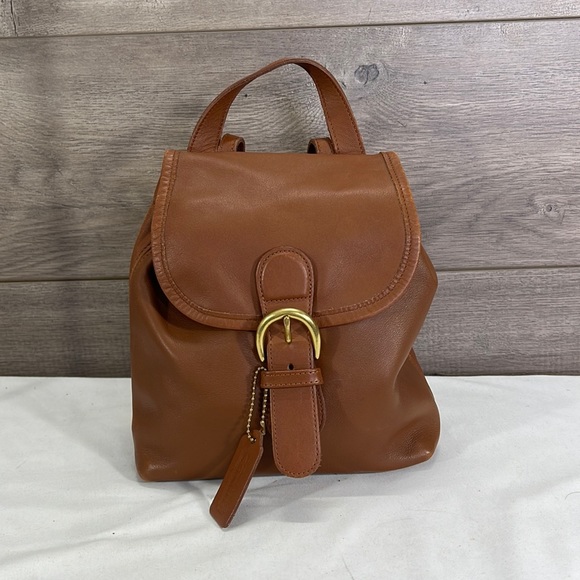Coach Bantam Small Vintage Buckletrim #4152 British Tan Leather Backpack - Picture 1 of 12